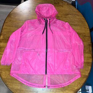 Barbiecore Grunge Pink MTA Sport Vinyl Transparent Long Rain Coat 2XL